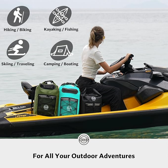 STOVER 5/10/25/30/40/55L Waterproof Dry Bag- Roll-Top Backpack w/Phone Case- - Image 6
