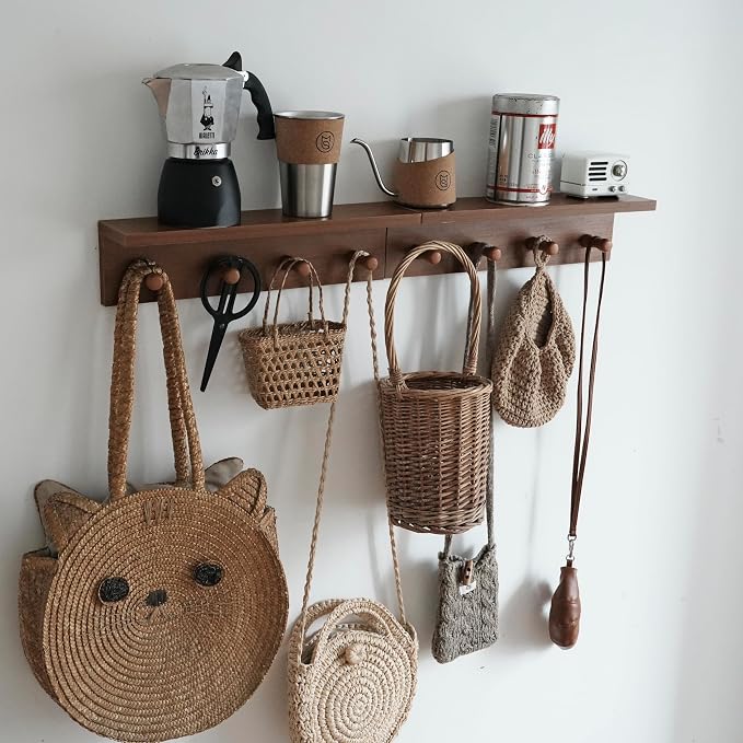 Entrance Coat Rack ，Coat Hooks, Wall-Mounted Wooden Hook Rack, Wall-Mounted - Image 7