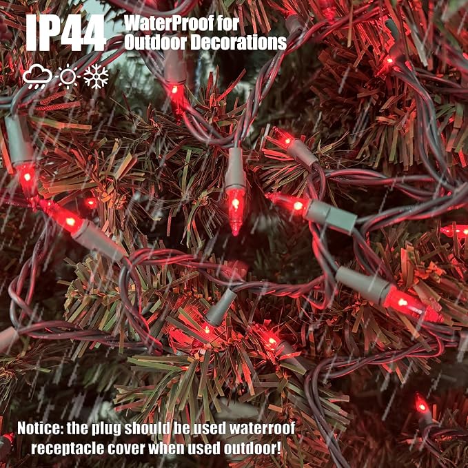 HISHINY Christmas Lights 100 Count Red Christmas Tree String Lights - Image 3