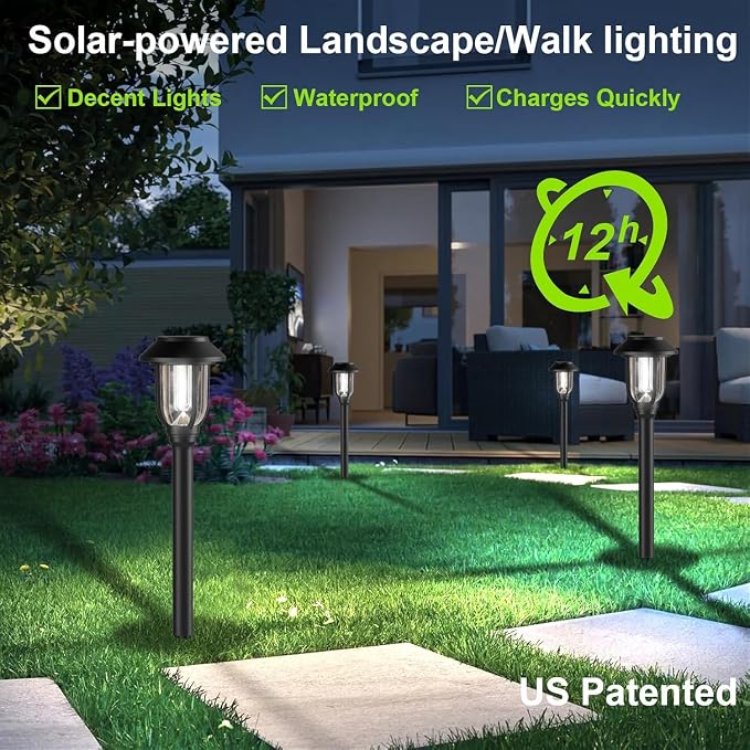 Solar Lights Outdoor 8 Pack, Cool White Solar Pathway Lights, Auto On/Off - Image 5