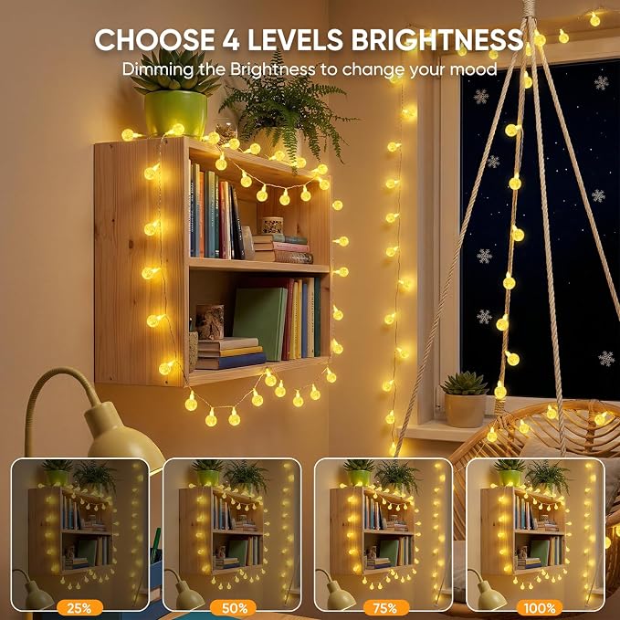 OMIKA Color Changing Indoor String Light USB Plug, 16.5ft 50 LEDs Crystal Globe - Image 3