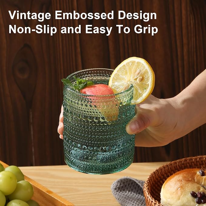ZMOWIPDL Vintage Glassware Drinking Glasses Set of 12, Light Blue 12oz & 15oz - Image 5