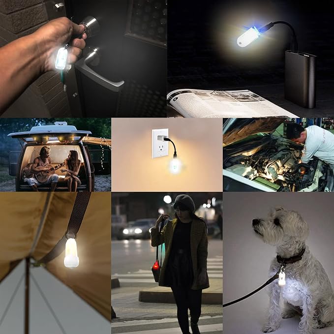 USB Mini LED Lantern, 2 Pack Waterproof EDC Keychain LED Flashlight - Image 8