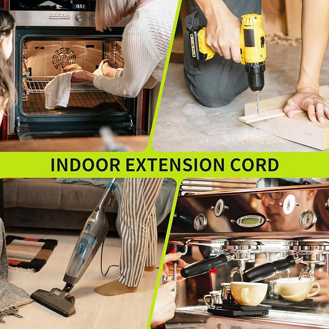 16/3 Black 25 FT Extension Cord, Indoor Extension Cord - Image 7