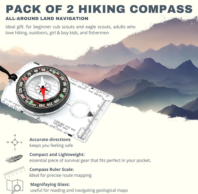 Trekker's Compass Crew Orienteering Compass, Magnetic Navigation Set - Image 3