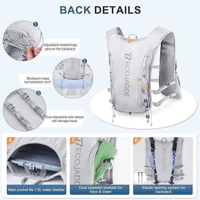 BECOJADDE Running Vest Hydration Backpack - Image 3