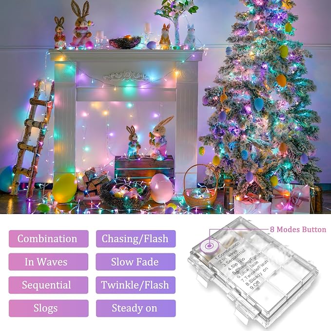 JMEXSUSS 2 Pack Easter Lights Battery Operated Outdoor Indoor, Total 66ft 200 - Image 7