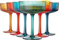 Khen Plastic Acrylic Ribbed Vintage Art Deco Martini, Champagne & Cocktail by Khen