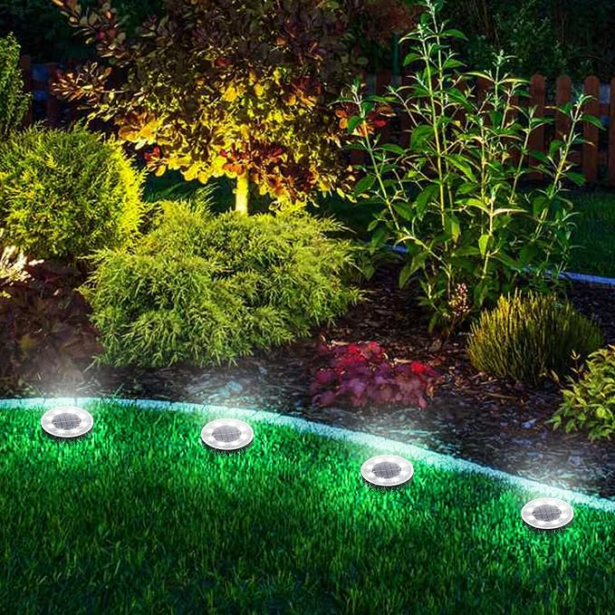 Joomer Solar Ground Lights, 4 Pack 8 LED Solar Lights Outdoor Waterproof IP68 - Image 6