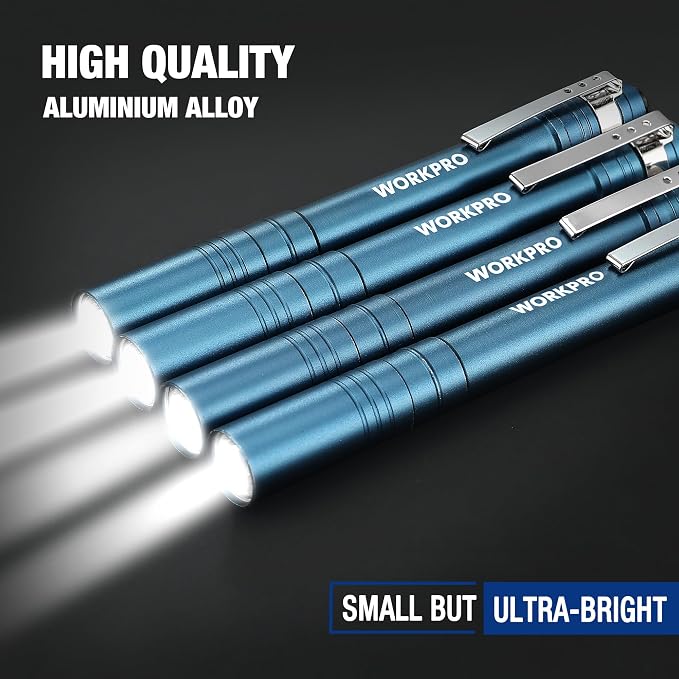 WORKPRO LED Pen Light, Aluminum Pen Flashlights, Pocket Flashlight - Image 3