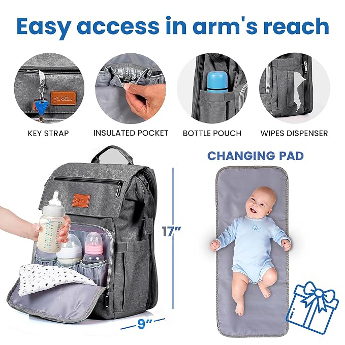 PILLANI Baby Diaper Bag Backpack - Image 3