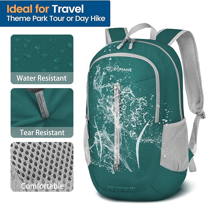 ZOMAKE Ultra Lightweight Packable Backpack 25L, Foldable Hiking Backpacks Water - Image 4