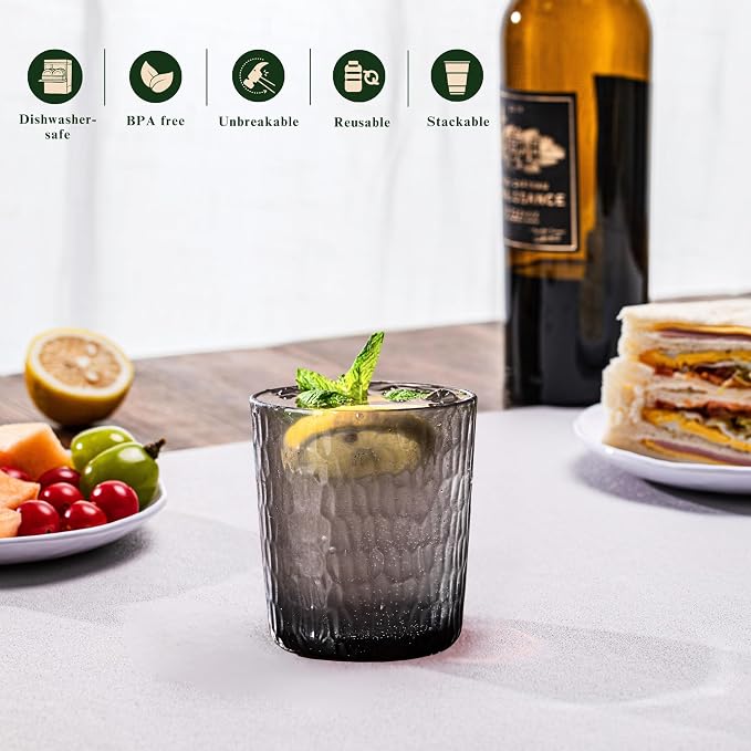 15oz and 22oz Grey Acrylic Glasses Drinkware, Honeycomb Stackable Shatter-Proof - Image 4