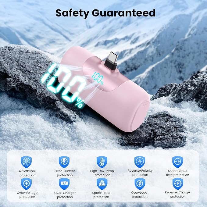 Mini Portable Charger for iPhone 17, 5500mAh LCD Display USB C Power Bank - Image 6