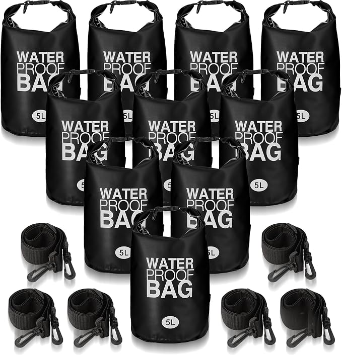 Jexine 10 Pack Dry Bag Waterproof, 5L Ultralight Dry Sacks Roll Top Storage Bag by Jexine