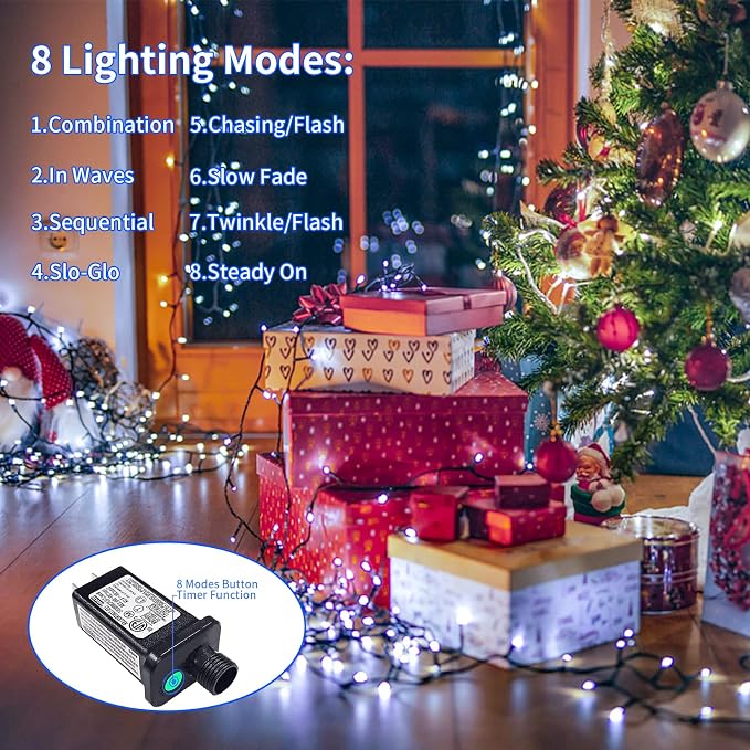 JMEXSUSS 200 LED White Christmas Lights Outdoor, 66ft Christmas Tree Lights - Image 2