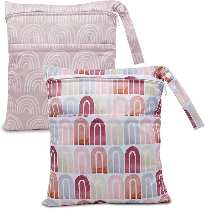 2pcs Cloth Diaper Wet Dry Bags Waterproof Reusable by Welcometoeaxin