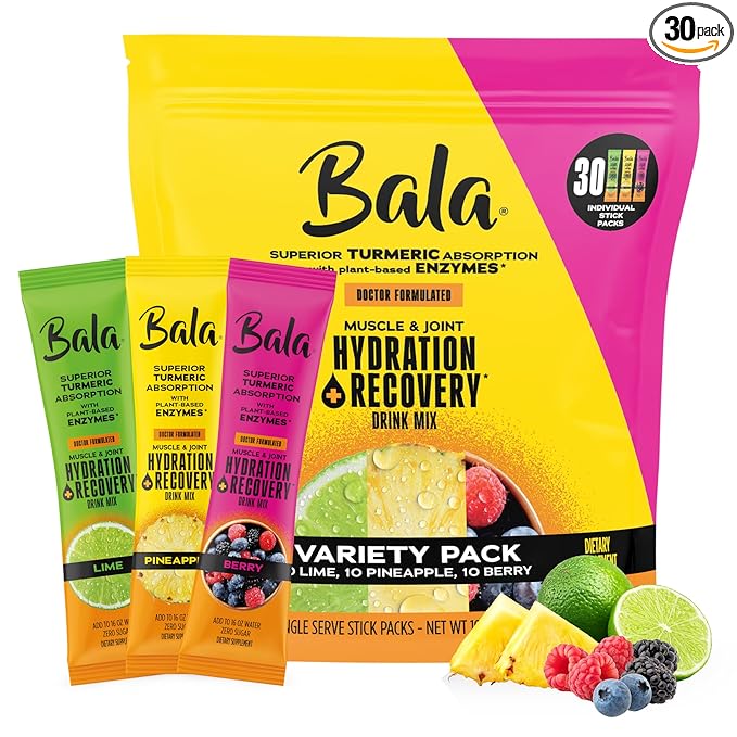 Bala Total Body Wellness Drink Mix, Hydrate & Recover Variety Pack, Lime & Berry by BALA