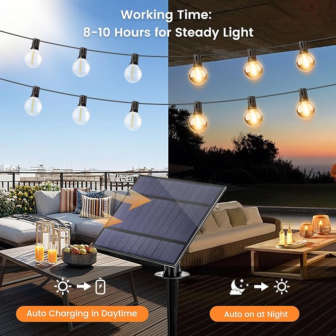 OHLUX 120FT Solar String Lights Outdoor - Image 3
