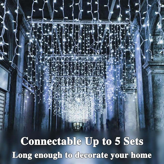 240LED 88Ft Connectable String Lights Indoor Outdoor Clear Wire | Cool White - Image 5