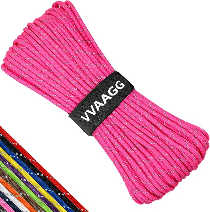 VVAAGG Reflective Paracord Rope 100FT, 7 Strand Nylon para Cord Lanyard Utility by ParacordSpecialist