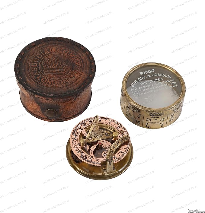 Vintage Brass Sundial Compass - Image 5