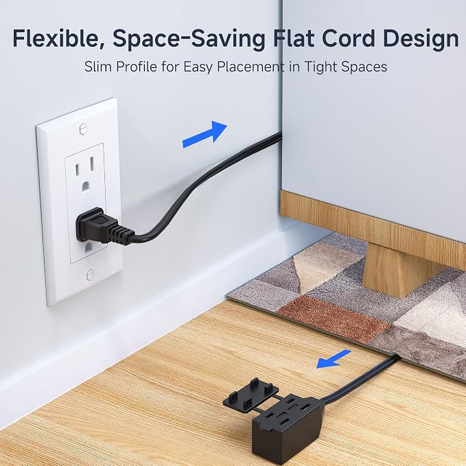 Cable Matters 2-Pack 16 AWG 2 Prong Short Extension Cord 3 ft, 13A 3-Outlet - Image 3