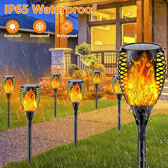 4 Pack Super Larger Size Solar Flame Torch Lights - Image 2
