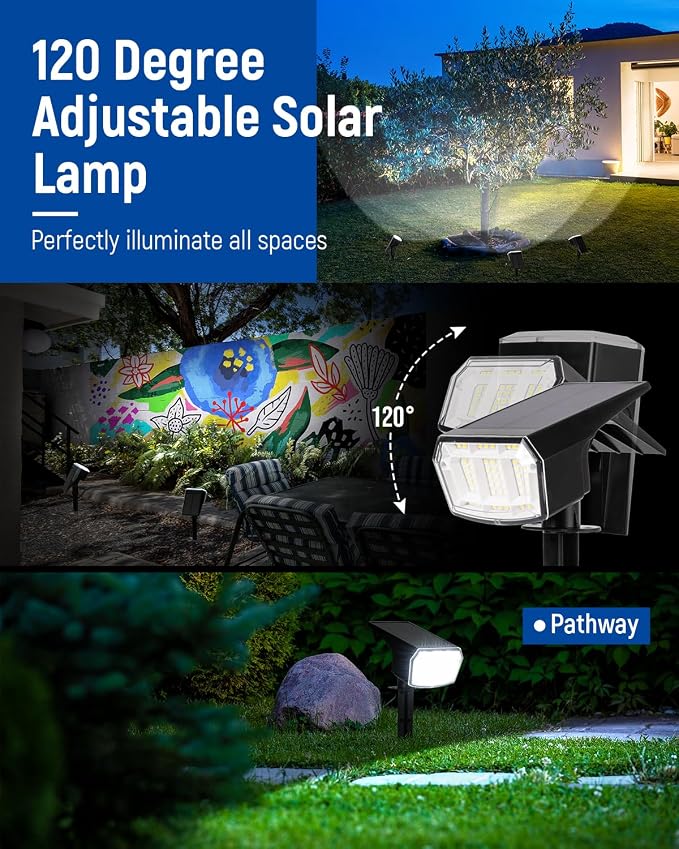 AUDERWIN Solar Spot Lights Outdoor Waterproof 6 Pack IP65, 63 LED 3 Lighting - Image 4