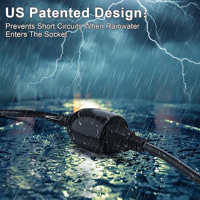 6FT Waterproof Outdoor Extension Cord, IPX6 Waterproof, Cold Weather & Fireproof - Image 3