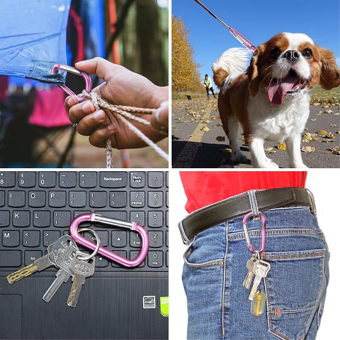 sprookber 3" Aluminum Carabiner D Ring, Caribeener Clips, Spring Snap Hook - Image 7