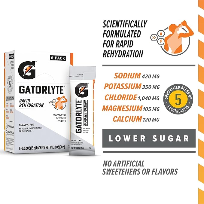 Gatorlyte Powder Cherry Lime, makes 16.9oz serving, net weight 3.1 oz - Image 3