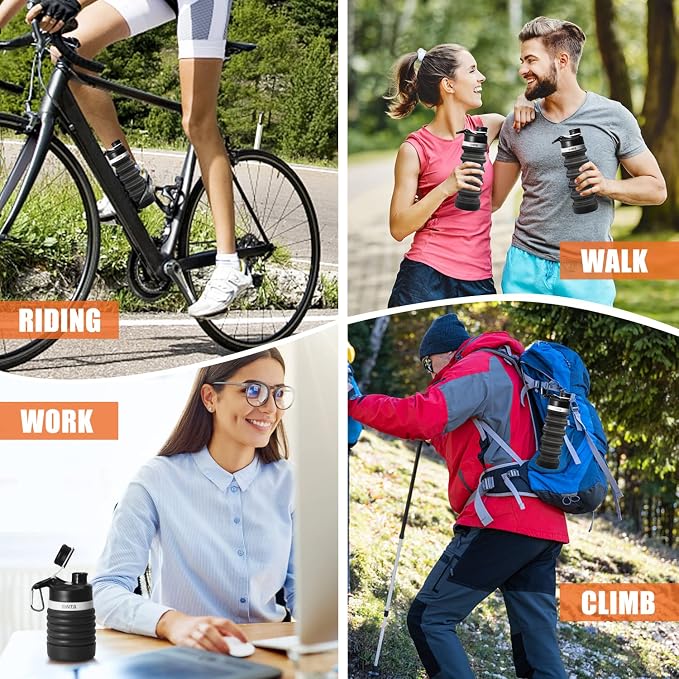 ONTA Collapsible BPA Free Silicone Water Bottle, 20oz - Image 5