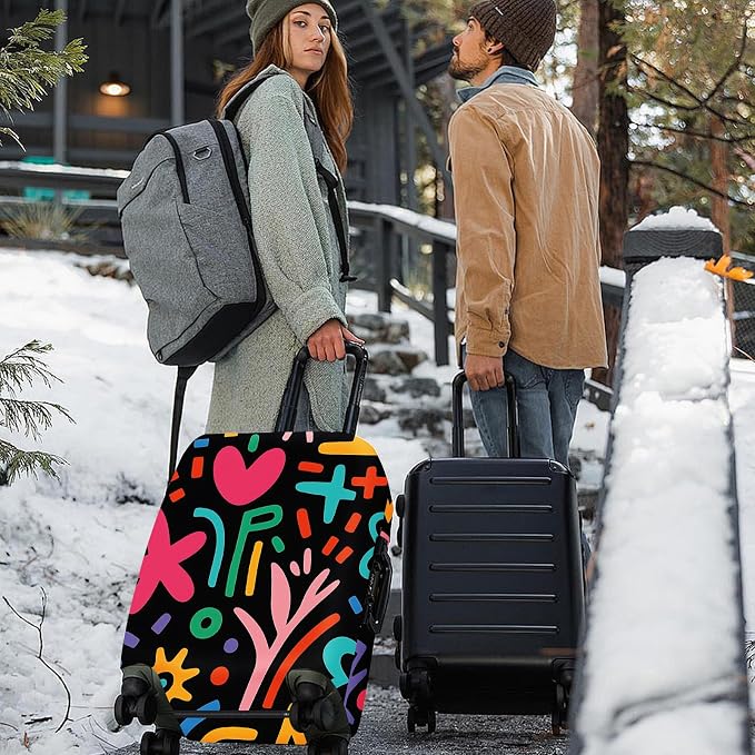 ANNA QUEEN Color Pop Abstract Luggage Cover, Modern Geometric Art Suitcase - Image 2
