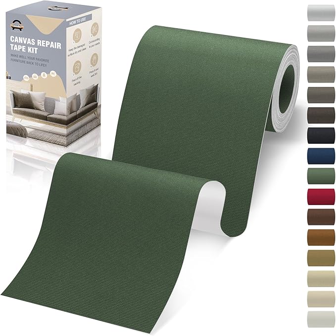 OAZ Canvas Repair Tape Self Adhesive, Army Green Fabric Patches by OAZ