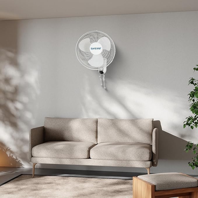 Hurricane Classic Oscillating Wall Mount Fan w/ 3 Quite Speeds, Grow Tents - Image 5