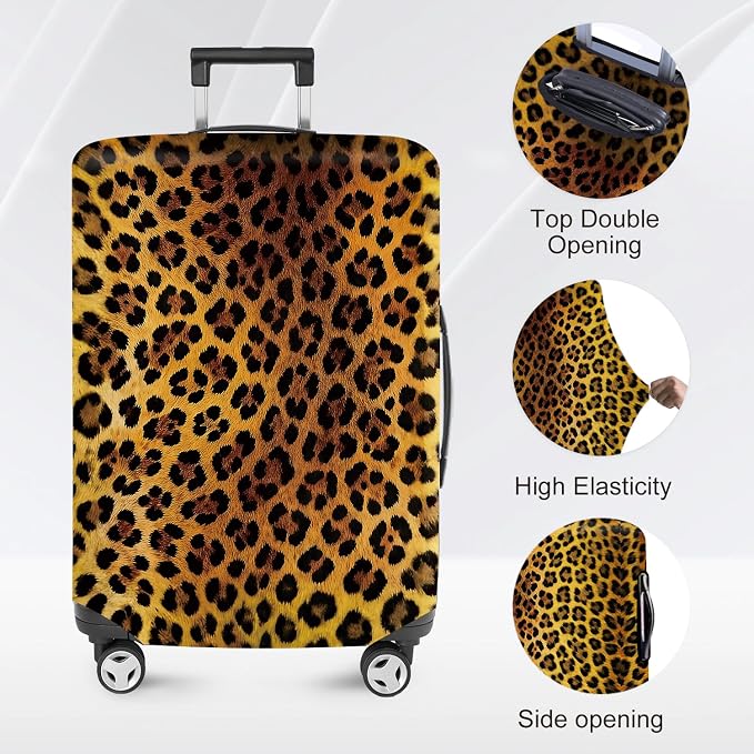 ANNA QUEEN Vintage Leopard Pattern Travel Luggage Cover -Stretchable Airplane - Image 2