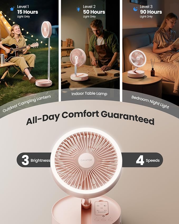 Gaiatop Portable Pedestal Fan 16000mAh Battery, Foldable Oscillating Standing - Image 3