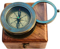 Vintage Brass Compass with Wooden Box – Antique Navigation Compass by SIFAATWORLD