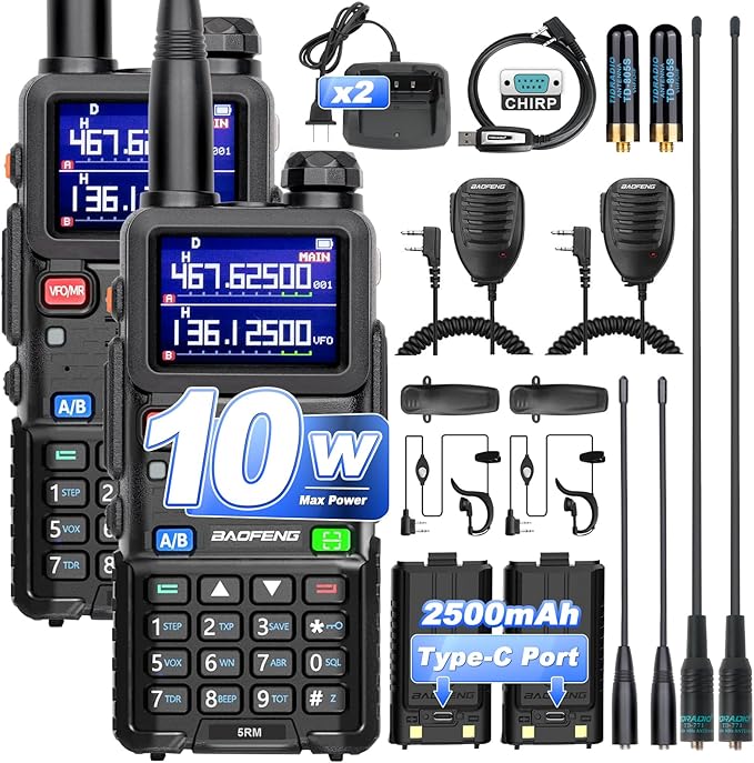 BAOFENG 5RM 10W Ham Radio Handheld Long Range Two Way Radio, NOAA Weather by TIDRADIO