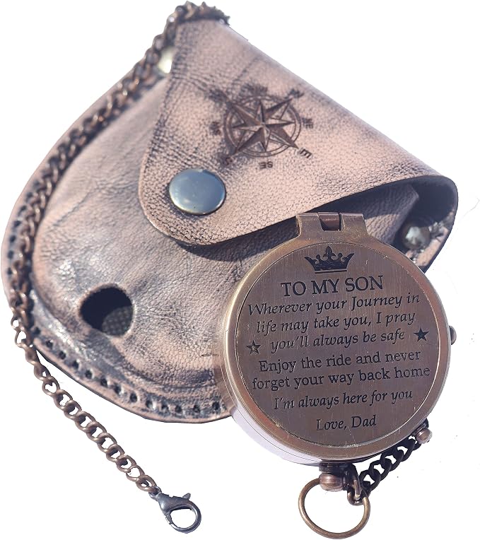 Brass Engrved Compass for Men, Pocket Compass - Image 7