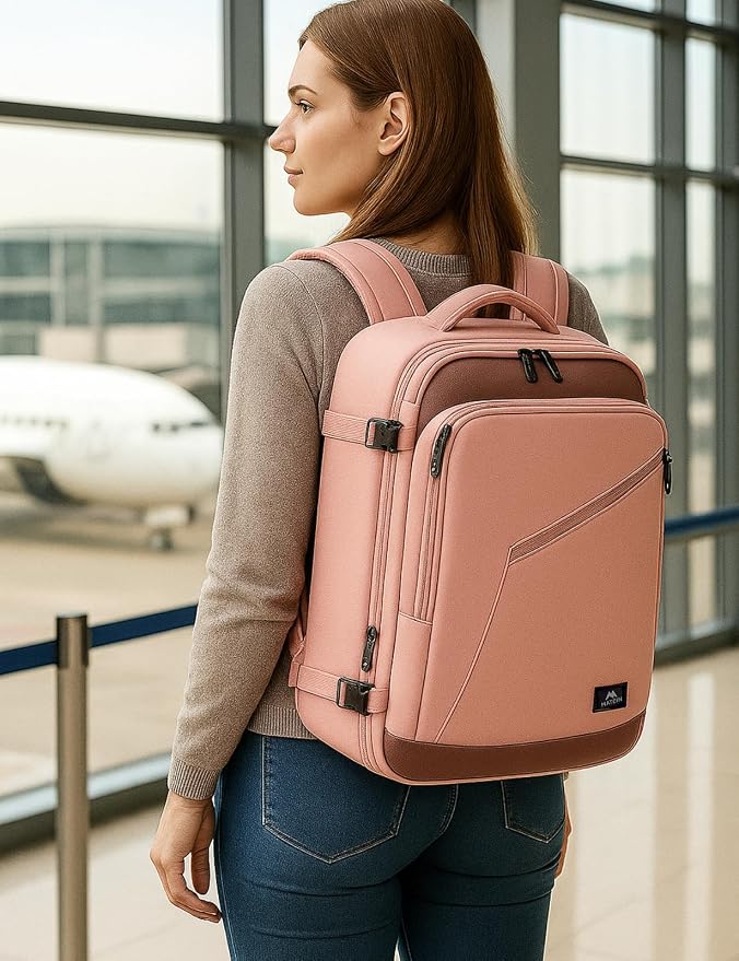 MATEIN Pink Travel Backpack for Women, 40L Water Resistant Carry on Backpack - Image 2
