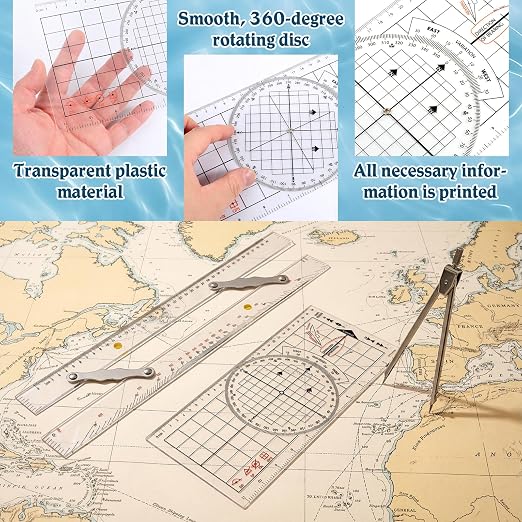 3 Pcs Basic Navigation Set, Include 16 Inch Parallel Ruler - Image 5