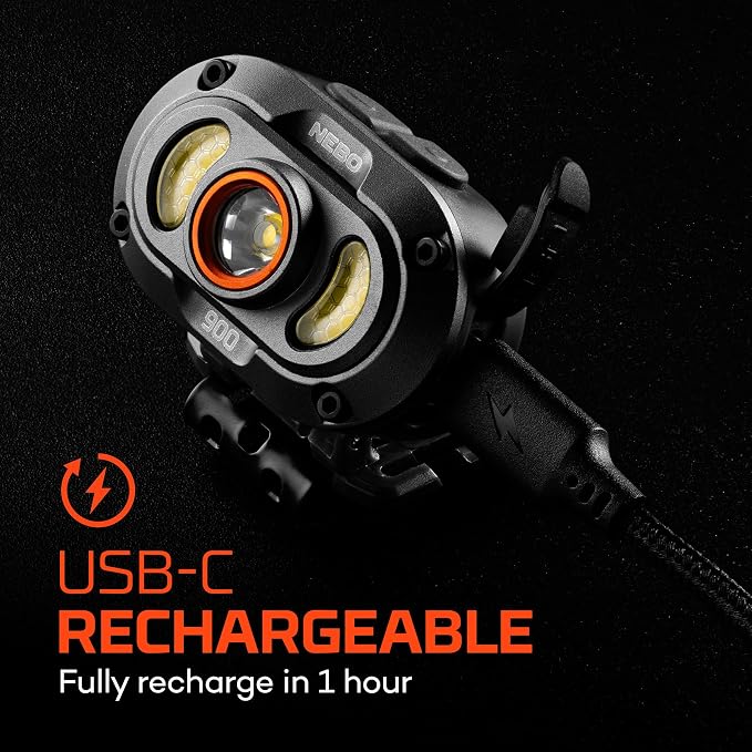 NEBO MYCRO 900+ Headlamp | USB-C Rechargeable 900 Lumen Headlamp, 7 Light Modes - Image 7