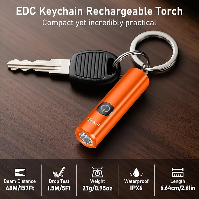 Blukar Rechargeable EDC Flashlight, Mini Keychain Flash Light - Image 2