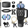9PCS Black for Stanley Cup Accessories Set Bling Initials Bow Charms for by Unknown