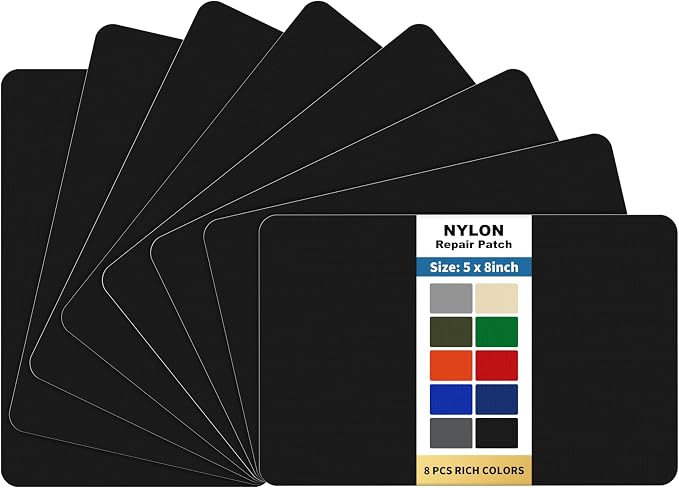 KING MOUNTAIN Self Adhesive Nylon Fabric Repair Patch, 5×8 Inches 8 Pcs by ForABetterHomeLife