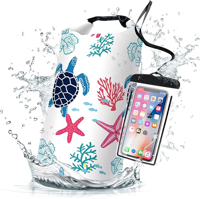 Waterproof Dry Bag, Roll Top Sea Turtle Coral Starfish Small Waterproof by Cliduli