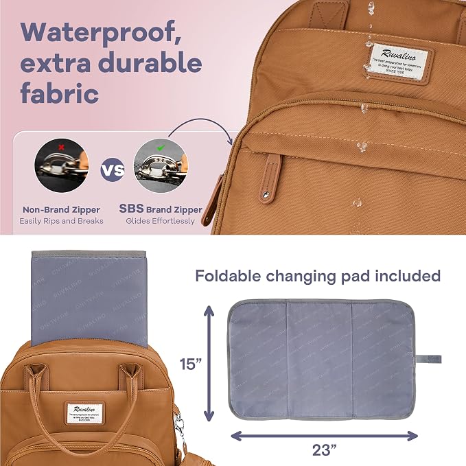 RUVALINO Diaper Bag Backpack-Multifunction Baby Travel Bag - Image 4