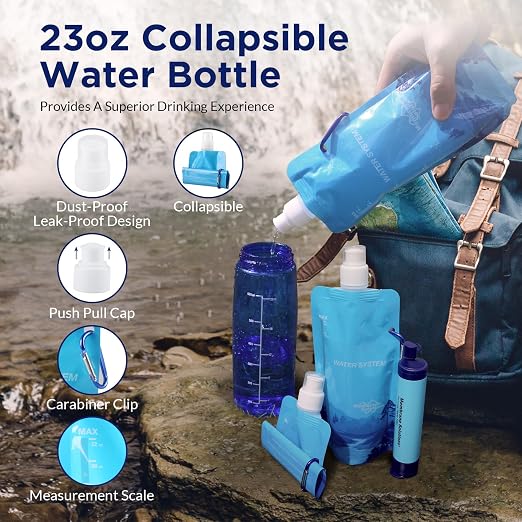 Membrane Solutions Squeezable Water Filtration System, Survival Water Purifier - Image 5